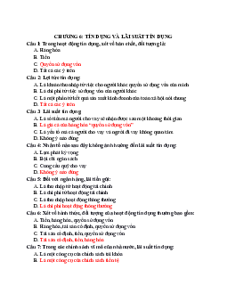 Đề cương môn Tài chính tiền tệ