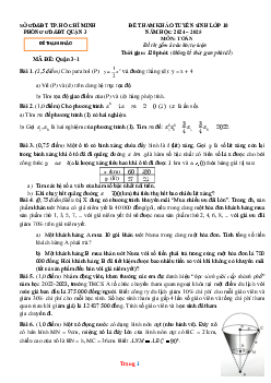 TOP 3 Đề thi thử Tuyển Sinh vào 10 môn Toán Quận 3 Tp. HCM năm học 2024-2025 (có đáp án)