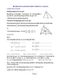 Bài tập hình học lớp 7 tính chất ba đường trung tuyến của tam giác