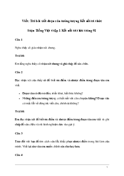 Soạn bài Viết: Trả bài viết đoạn văn tưởng tượng | Kết nối tri thức