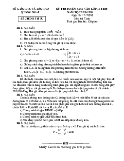 Đề tuyển sinh lớp 10 THPT môn Toán năm 2020 – 2021 sở GD&ĐT Quảng Ngãi
