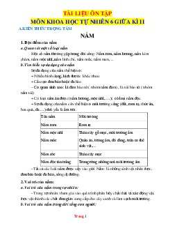 Tài liệu ôn tập môn Khoa học tự nhiên 6 giữa kỳ 2 (có lời giải)