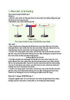 Giải SGK Khoa học tự nhiên 7 Bài 15: Từ trường| Cánh diều