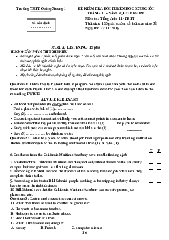 Đề Kiểm Tra Đội Tuyển Học Sinh Giỏi Tháng 11 - Năm Học 2019-2020 Môn Thi Tiếng Anh 11- Thpt Trường Thpt Quảng Xương 1