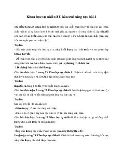 Giải Khoa học tự nhiên 8 bài 4: Định luật bảo toàn khối lượng và phương trình hóa học | Chân trời sáng tạo