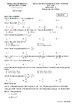Đề KSCL đầu năm năm học 2017 – 2018 môn Toán 8 trường THCS An Ninh – Hà Nam