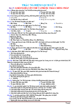 Trắc nghiệm Sử 8 Bài 27 Khởi nghĩa Yên Thế và phong trào Chống Pháp (có đáp án)