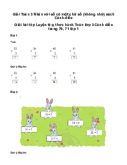 Nhân với số có một chữ số (không nhớ): Giải bài tập Luyện tập, thực hành Toán lớp 3 Cánh diều trang 70, 71 tập 1