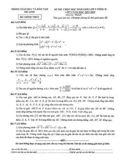 Đề học sinh giỏi Toán 9 vòng 2 năm 2023 – 2024 phòng GD&ĐT Mê Linh – Hà Nội
