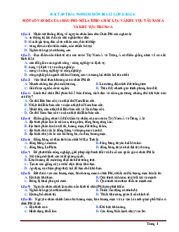 Trắc nghiệm Địa 11 bài 5: Một số vấn đề của châu Phi- Mĩ La Tinh- châu lục và khu vực Tây Nam Á và khu vực Trung Á (có đáp án)