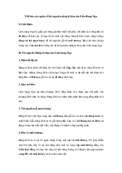 Viết báo cáo ngắn về tài nguyên rừng lá kim của Liên Bang Nga | Kết nối tri thức