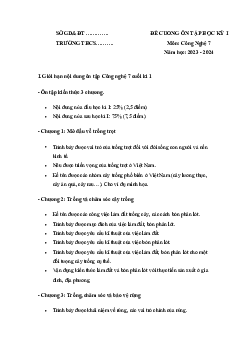 Đề cương ôn tập học kì 1 môn Công nghệ 7 sách Chân trời sáng tạo