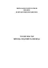 Giáo Trình Nhập Môn Ngành Dược | Đại học Nguyễn Tất Thành