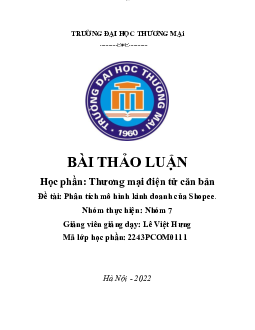 Phân tích mô hình kinh doanh của Shopee | Thương mại điện tử | Đại học Thương mại