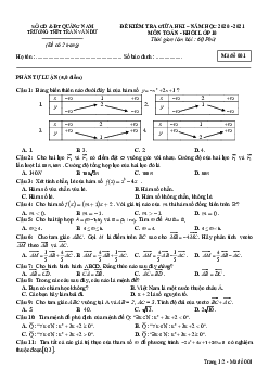 Đề thi giữa HK1 Toán 10 năm 2020 – 2021 trường THPT Trần Văn Dư – Quảng Nam