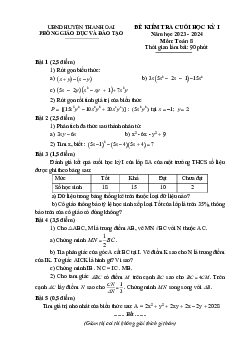 Đề cuối kỳ 1 Toán 8 năm 2023 – 2024 phòng GD&ĐT Thanh Oai – Hà Nội