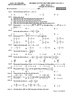 Đề khảo sát ôn thi THPT Quốc gia lần 1 môn Toán 11 trường THPT Bình Xuyên – Vĩnh Phúc