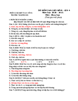 Đề thi học kì 2 lớp 4 môn Khoa học trường Tiểu học Hồng Đà, Phú Thọ năm học 2020 - 2021