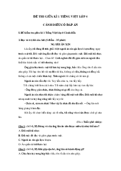 Đề ôn thi giữa kì 1 Tiếng Việt lớp 4 Cánh diều - Đề số 1