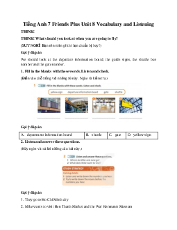 Tiếng Anh 7 Friends Plus Unit 8 Vocabulary and Listening