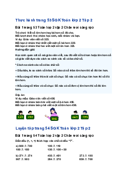 Giải SGK Toán lớp 2 trang 53, 54 So sánh các số có ba chữ số| Chân trời sáng tạo