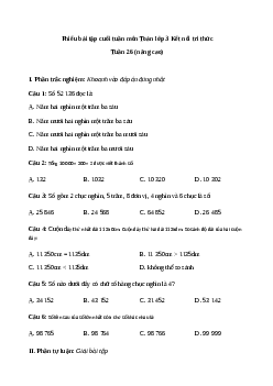 Phiếu bài tập cuối tuần lớp 3 môn Toán - Tuần 26 (Nâng cao) | Kết nối tri thức
