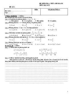 TOP 12 đề kiểm tra 1 tiết Đại số lớp 8 chương III (có đáp án)