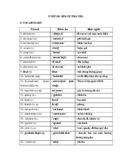Từ vựng Tiếng Anh lớp 9 Unit 10 Space Travel