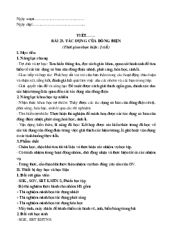 Giáo án Khoa học tự nhiên 8 Bài 23: Tác dụng của dòng điện | Kết nối tri thức