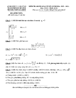 Đề cuối kì 2 Toán 11 năm 2022 – 2023 trường THPT Gia Định – TP HCM