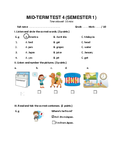 Đề thi giữa học kì 1 môn Tiếng Anh 4 năm 2023 - 2024 | Global Succuss đề 4