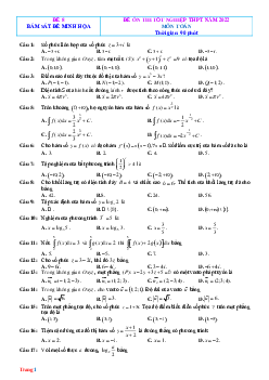 Đề Ôn Thi Tốt Nghiệp THPT Môn Toán 2022 Bám Sát Đề Minh Họa Có Lời Giải Chi Tiết-Đề 8