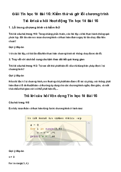 Giải Tin học 10 Bài 16: Kiểm thử và gỡ lỗi chương trình | Cánh diều