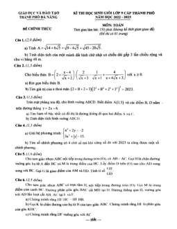 Đề thi học sinh giỏi Toán 9 năm 2022 – 2023 sở GD&ĐT thành phố Đà Nẵng