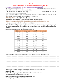 Trắc nghiệm và tự luận Hóa 10 Chân trời sáng tạo Bài 14 tính biến thiên Enthalpy của phản ứng hoá học