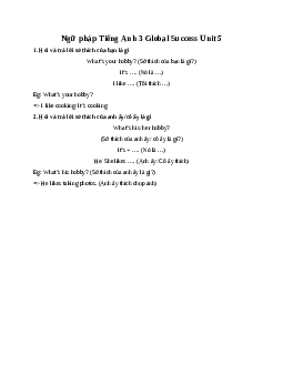 Ngữ pháp Tiếng Anh 3 Global Success Unit 5