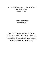 Quy luật lượng chất và vận dụng? Quy luật lượng chất đối với vấn đề Đổi mới phương pháp dạy học trong giáo dục mầm non ở nước ta? | Bài tiểu luận học phần Triết học Mác - Lênin