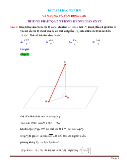 TOP 205 câu trắc nghiệm vận dụng cao phương pháp tọa độ trong không gian Oxyz (có đáp án và lời giải)