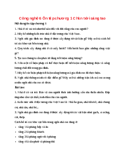 Công nghệ 6 Ôn tập chương 1 Chân trời sáng tạo