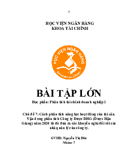 Cách phân tích năng lực hoạt động của tài sản. Vận dụng phân tích Công ty Dược DHG (Dược Hậu Giang) | Tài chính doanh nghiệp | HVNH