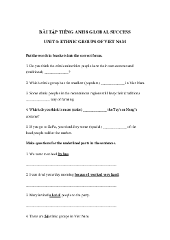 Bài tập tiếng Anh lớp 8 Unit 4 Ethnic groups of Viet Nam Global success