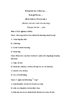 Đề thi giữa học kì 2 môn Tin học lớp 4 Kết nối tri thức