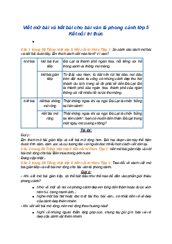 Giải SGK Tiếng Việt 5 trang 59 Bài 11: Viết mở bài và kết bài cho bài văn tả phong cảnh - Kết nối tri thức (Tập 1)