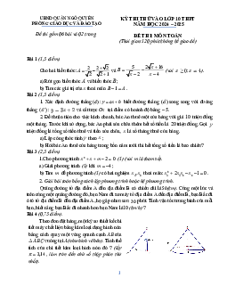 Đề thi thử Toán vào lớp 10 năm 2024 – 2025 phòng GD&ĐT Ngô Quyền – Hải Phòng
