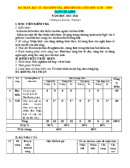 Ma trận đặc tả đề thi giữa HK2 văn 8 Cánh diều 2023-2024