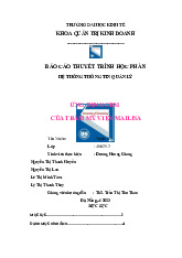 Báo cáo thuyết trình học phần: Hệ thống thông tin quản lý.