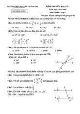Đề giữa học kỳ 1 Toán 7 năm 2024 – 2025 trường THCS Nguyễn Trường Tộ – Hà Nội