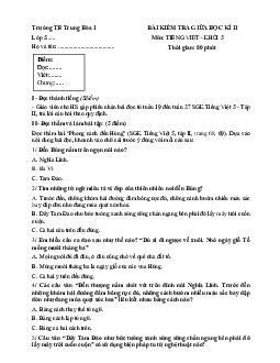 Đề kiểm tra học kì 2 lớp 5 năm 2015 môn Tiếng Việt trường tiểu học Trung Hòa 1