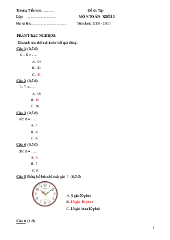 Đề ôn tập ở nhà lớp 3 môn Toán số 2