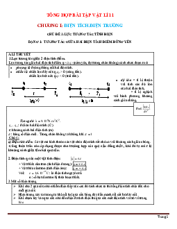 Tổng hợp các chuyên đề vật lý 11 theo từng chương